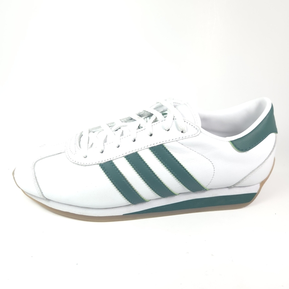 Adidas Country II White & Green Leather Retro Trainers M 9.5 main image 15